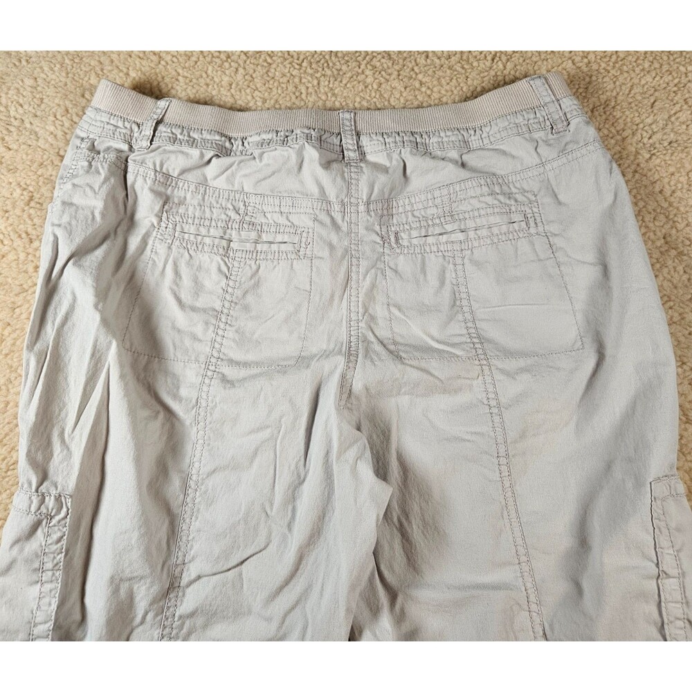 Chico's Cargo Capri Pants Womens Size 1 Khaki Stretch Utility Cropped Zip Pocket - Picture 8 of 10